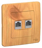 Розетка телефон+компьютер с рамкой Systeme Electric Blanca 2-м. RJ11+RJ45 5е ясень картинка